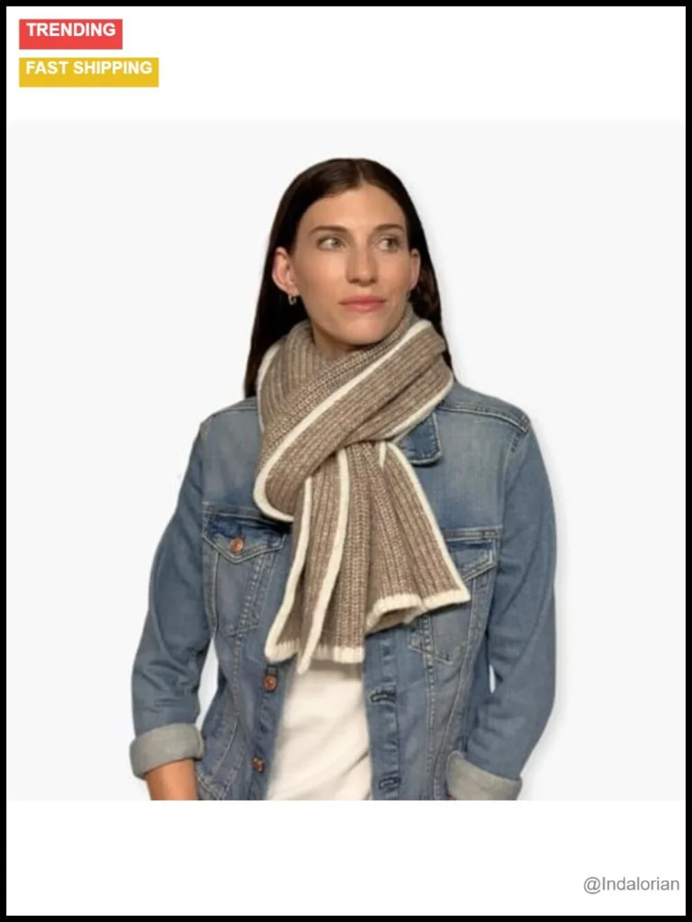 Cable Knit Scarf - Cozy Recycled Fiber Unisex Winter Scarf